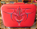 Master Pinstriper Casey Kennell from The Paint Chop Striped and Letterd this suitcase!