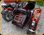 Master Custom Painter Casey Kennell painted these real flames on this nice Harley Davidson and Side Car