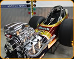 Custom Pinstriped and Lettering on this Front Engine Dragster by Casey Kennell of the Paint Chop