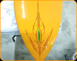 World Famous Pinstriping Master Casey Kennell from The Paint Chop Surf Board