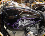 Master Pinstriper Casey Kennell pinstriped this Custom Chopper