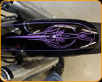 Master Pinstriper Casey Kennell pinstriped this Custom Chopper