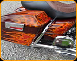 Custom painted flames on Harley Davidson by Casey Kennell