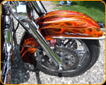 Custom painted flames on Harley Davidson by Casey Kennell