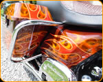 Custom painted flames on Harley Davidson by The Paint Chop