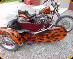Master Custom Painter Casey Kennell painted these real flames on this nice Harley Davidson and Side Car