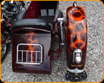 Custom painted flames on Harley Davidson with a sidecar by The Paint Chop .Casey Kennell