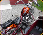 Custom painted flames on Harley Davidson with a sidecar by The Paint Chop .Casey Kennell