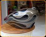 Custom Painted Flames on this Jesse James chopper tank by Casey Kennell