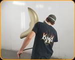 Casey Kennell painting the 2019 Twisted Tea Bike.