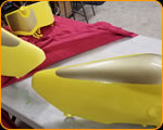 Casey Kennell painting the 2019 Twisted Tea Bike. Cycle Source
