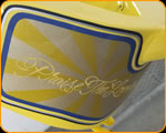 Casey Kennell painting and Lettering the 2019 Twisted Tea Bike. 